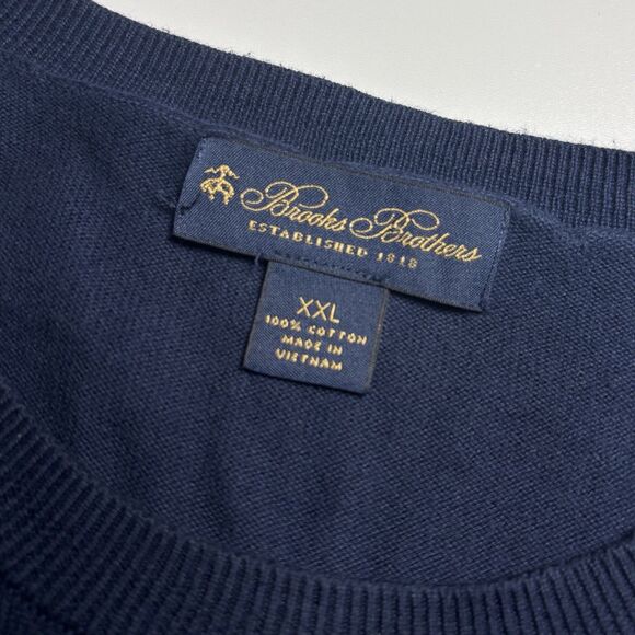Brooks Brothers Sweater Men's XXL Navy Green Cotton Mariner Rope Stripe Crewneck - Picture 5 of 6